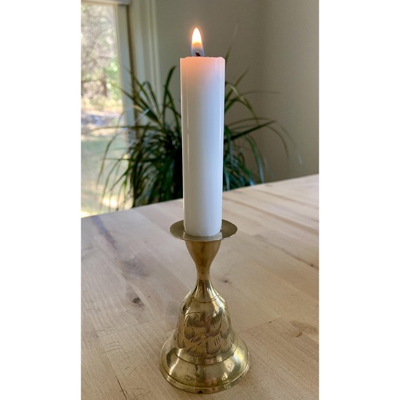 Adorable Vintage Brass Bell And Candle Holder - Picture 2 of 4